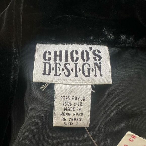 Chico’s Black Velvet Fenway Jacket‎ Rayon Silk Blend Vintage sz 2 Large NEW - Picture 8 of 11
